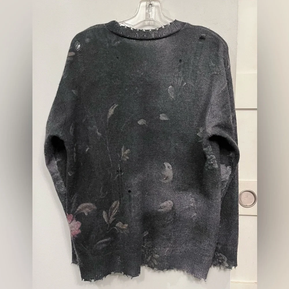R13 distressed cashmere floral boyfriend sweater - Picture 4 of 9